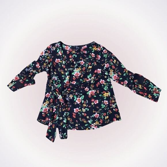 Gibson Side Tie Floral Blouse | Sz L - Picture 1 of 5